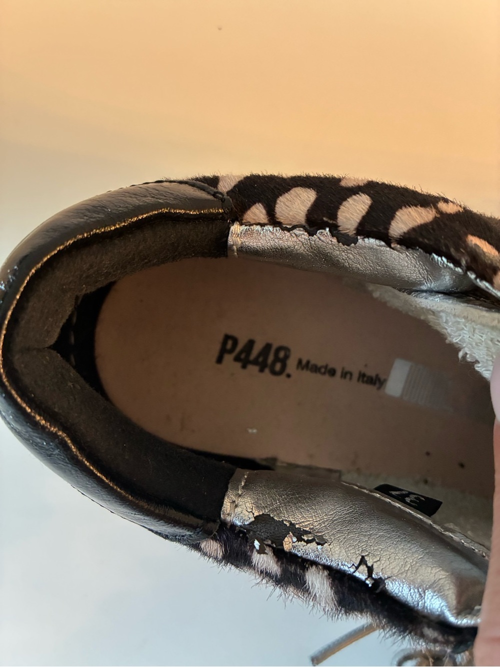 P448 John Spotted Calf Hair Leather Sneakers EU 37 Animal Print made in Italy - Picture 9 of 9